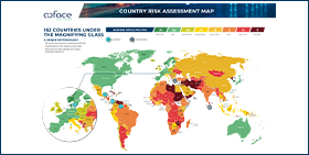 Coface Country Risk Assessment Map for the fourth quarter of 2021. 