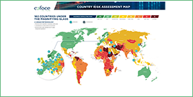 Coface Country Risk Assessment Map for the third quarter of 2021. 
